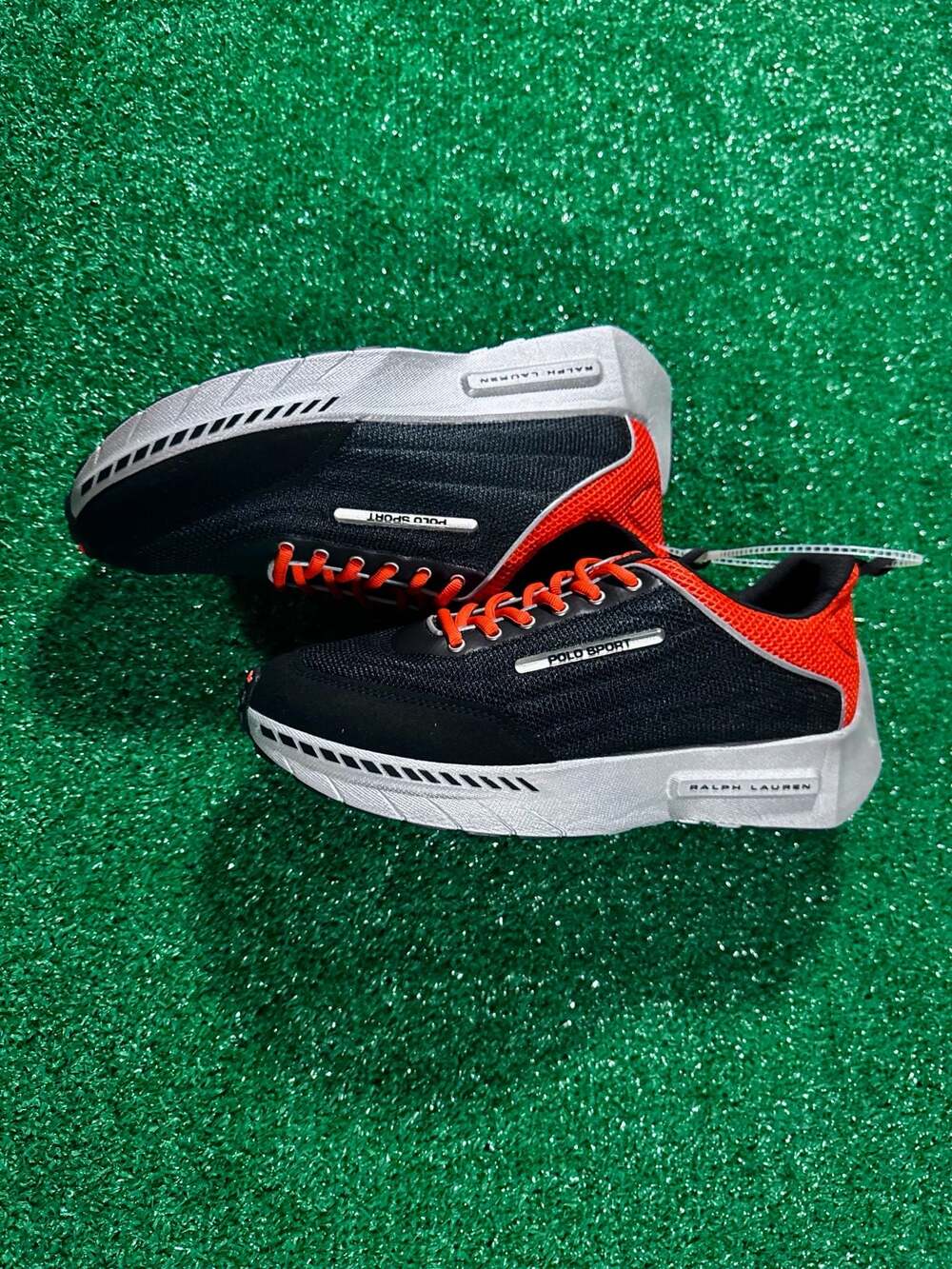 Polo Ralph Lauren Polo Sport PS250 Mesh Trainer Sneakers Black/Orange Mens